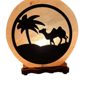 Himalayan Handmade Salt lamp with Modern wood work display Camel