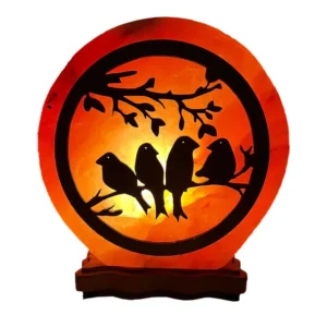 Himalayan Handmade Salt lamp with Modern wood work display Birds