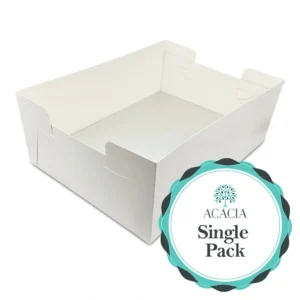 ACACIA 18" x 14" White Cake Box & Board Combo | 13mm Thick Silver Sturdy Drum with Matching Box