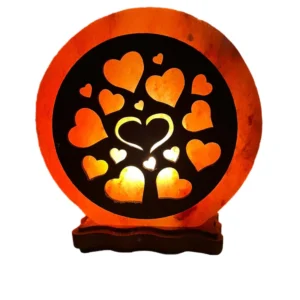 Himalayan Handmade Salt lamp with Modern wood work display Hearts