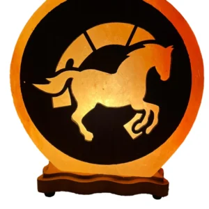 Himalayan Handmade Salt lamp with Modern wood work display Horse