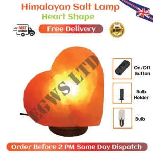 Heart Shape Himalayan Pink Salt Crystal Rock Natural Salt Ionizing Lamp