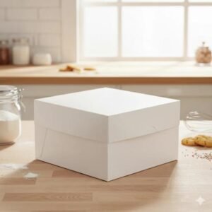 White Cake Boxes with Lid (8”, 10”, 12”) – Strong Cardboard Cake Packaging for Weddings & Parties
