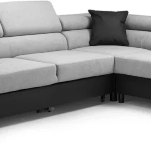 Anton Sofa-Storage Sofa Bed-Black/grey-Faux leather/fabric-Right and Left Arm